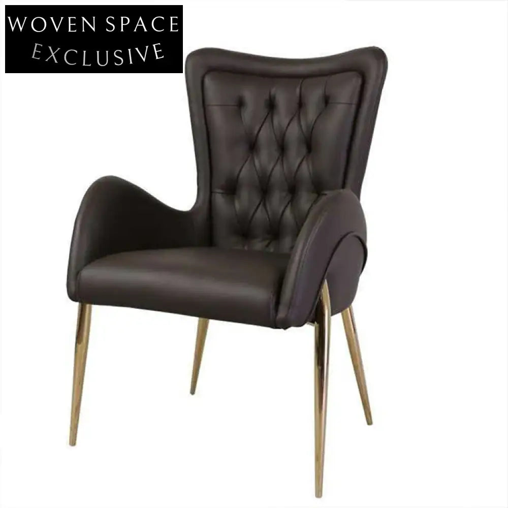 Modern Gold Metal Leg Fabric Dining Chair with Armrests for Dining Room