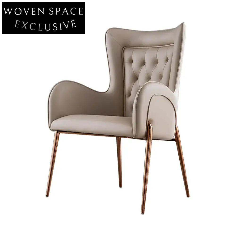 Modern Gold Metal Leg Fabric Dining Chair with Armrests for Dining Room