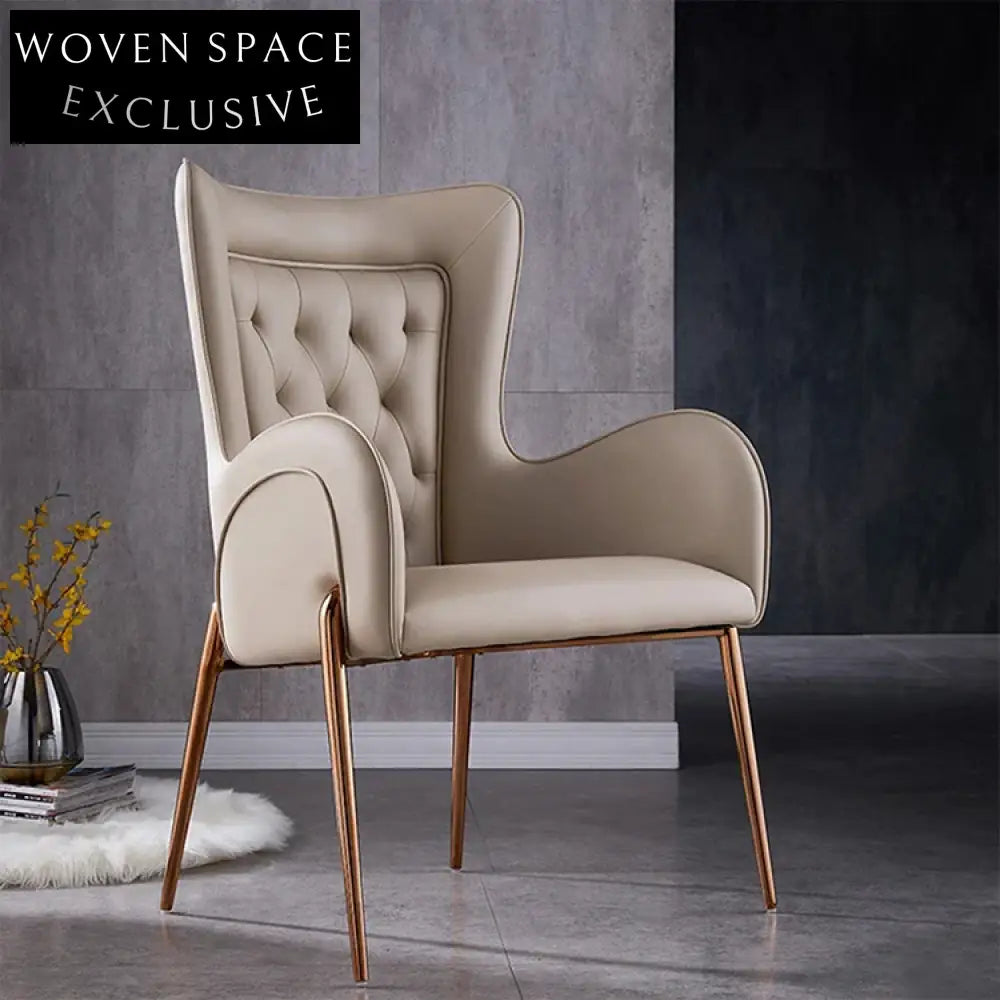 Modern Gold Metal Leg Fabric Dining Chair with Armrests for Dining Room