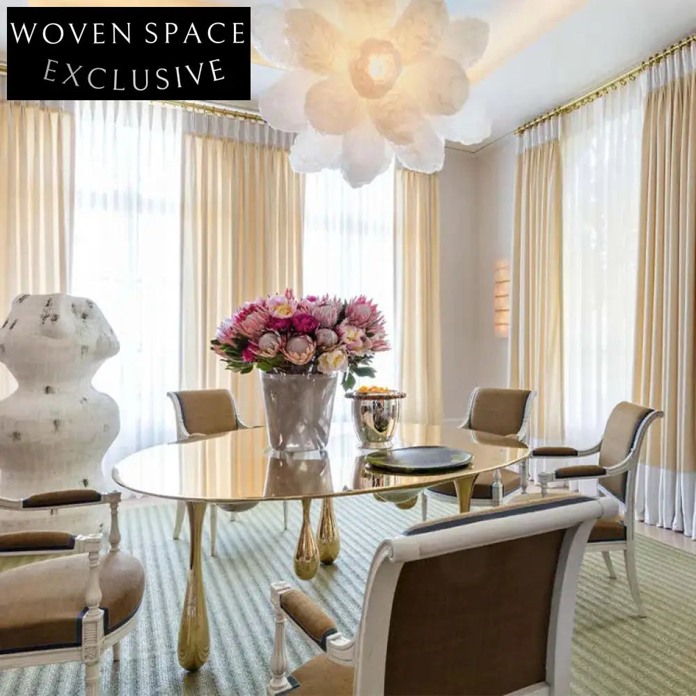 Modern Gold Metal Leg Round Top Luxury Drop Shaped Home Dining Table