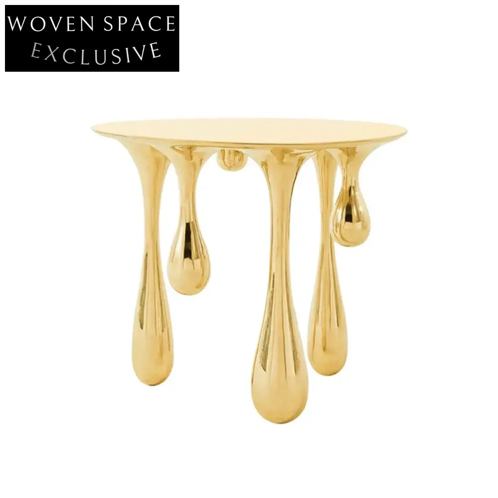 Modern Gold Metal Leg Round Top Luxury Drop Shaped Home Dining Table