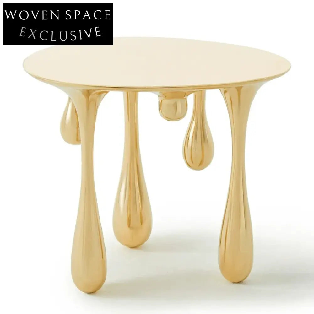 Modern Gold Metal Leg Round Top Luxury Drop Shaped Home Dining Table