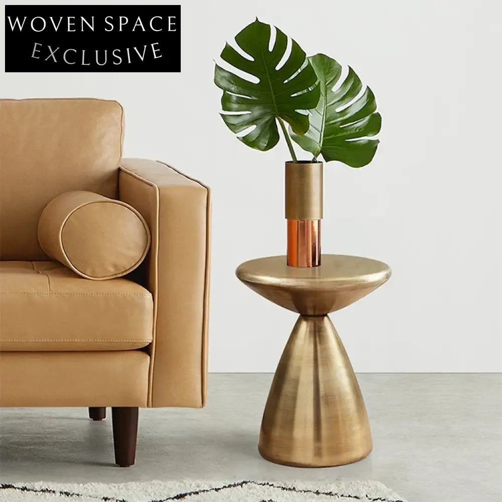 Modern Gold Metal Round Coffee Side Table for Living Room