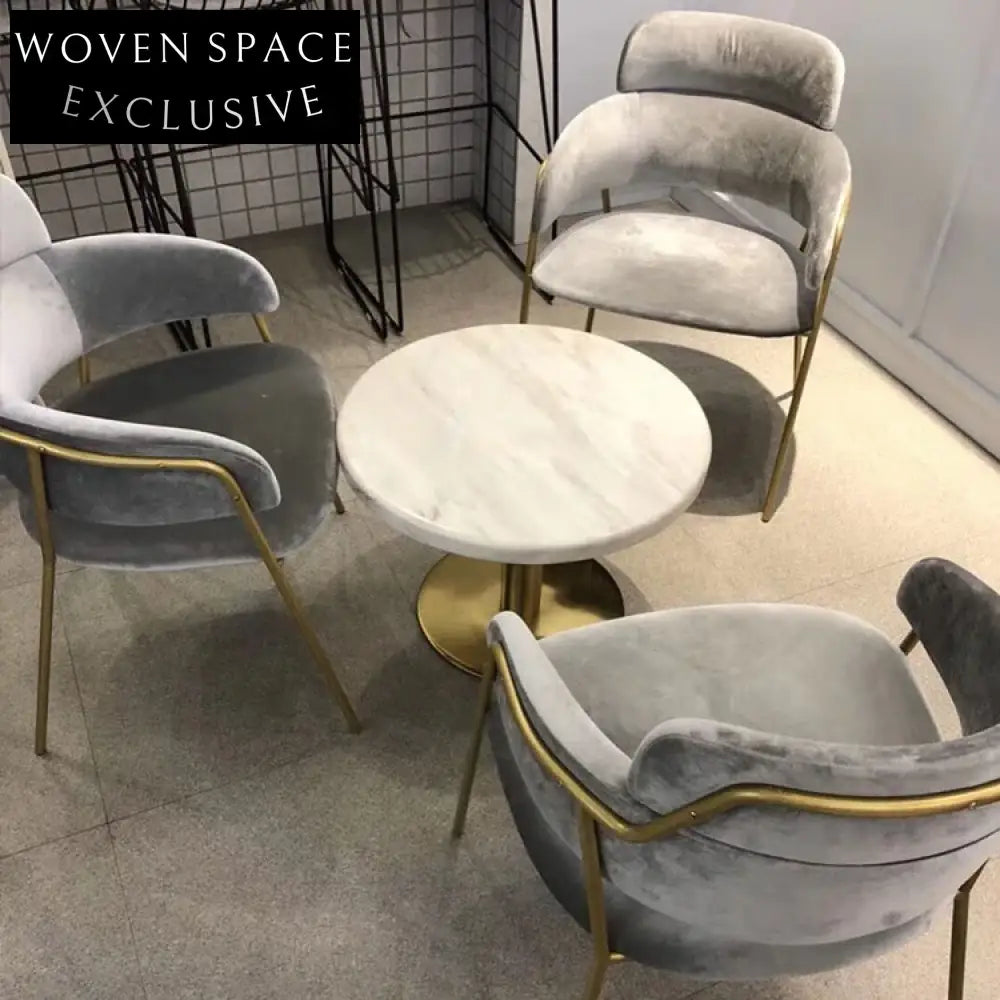 Modern Gold Stainless Steel Velvet Armrest Dining Chair for Elegant Spaces