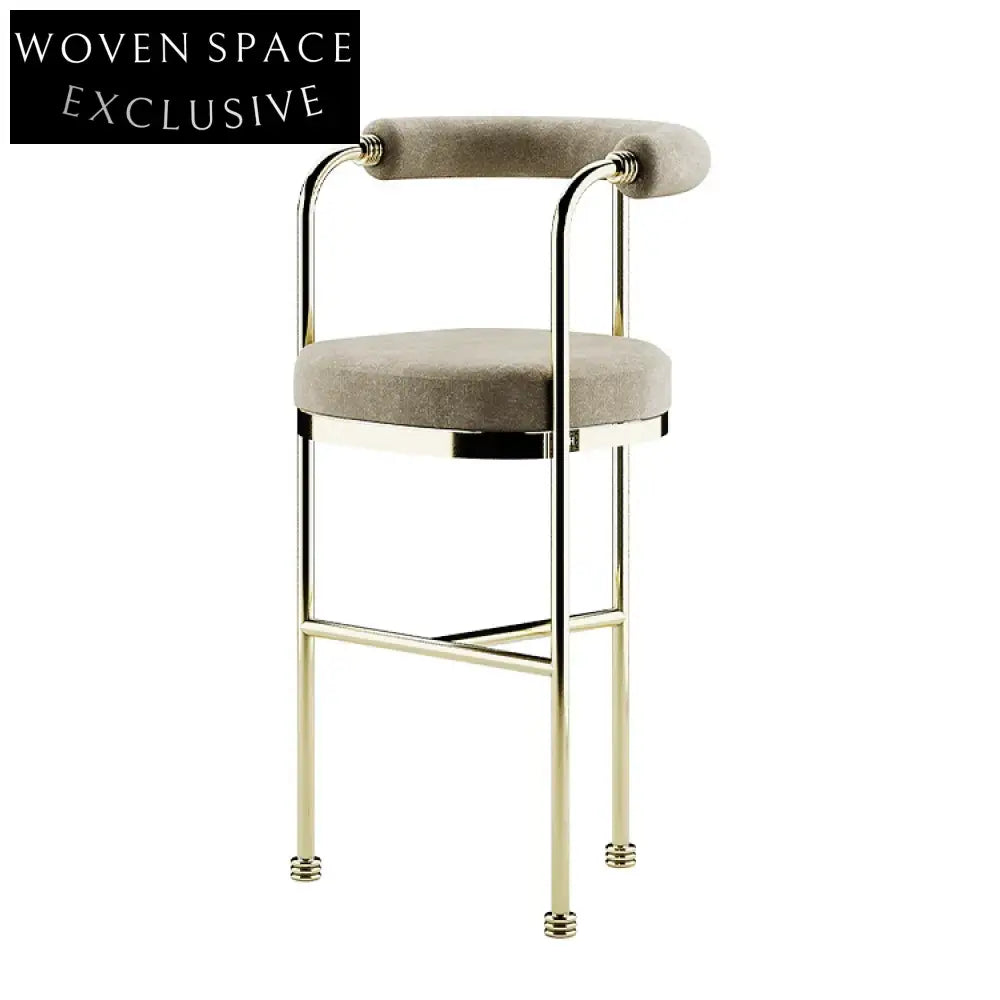 Modern Gold Stainless Steel Velvet Upholstered Counter Height Bar Stool