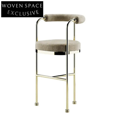 Modern Gold Stainless Steel Velvet Upholstered Counter Height Bar Stool