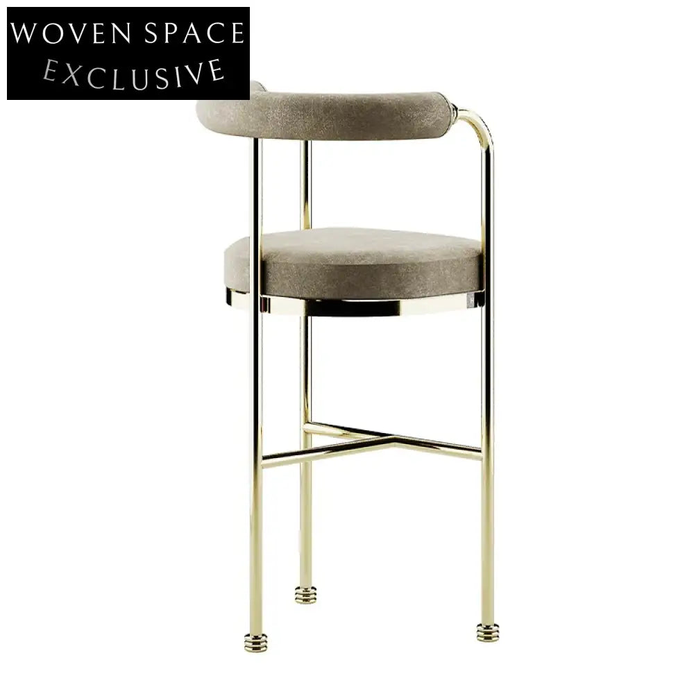 Modern Gold Stainless Steel Velvet Upholstered Counter Height Bar Stool
