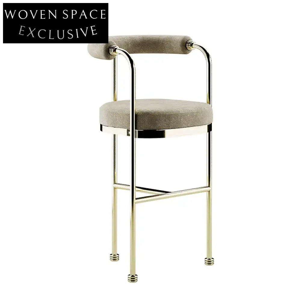 Modern Gold Stainless Steel Velvet Upholstered Counter Height Bar Stool