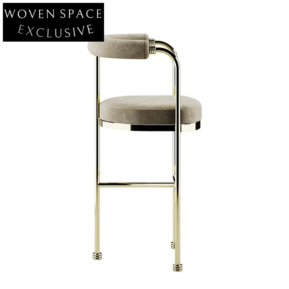 Modern Gold Stainless Steel Velvet Upholstered Counter Height Bar Stool