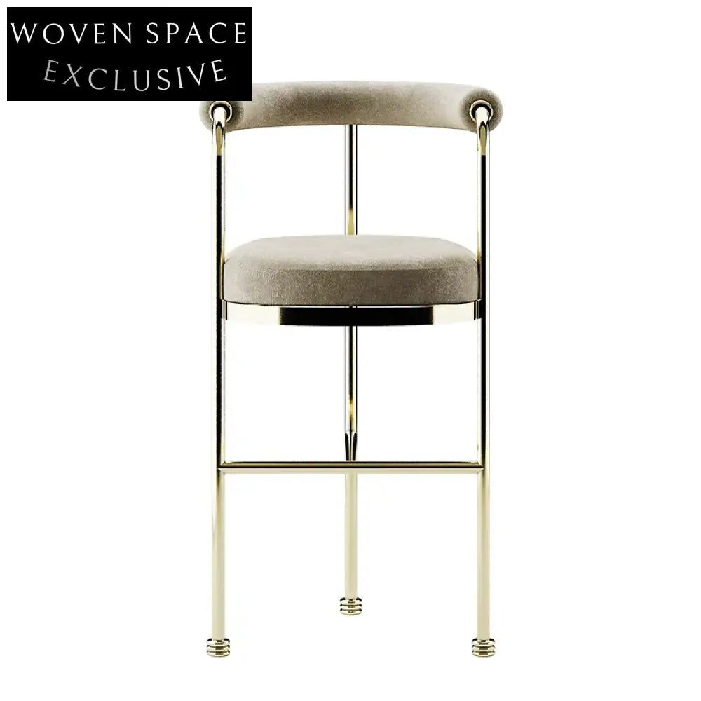 Modern Gold Stainless Steel Velvet Upholstered Counter Height Bar Stool