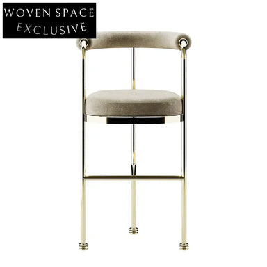 Modern Gold Stainless Steel Velvet Upholstered Counter Height Bar Stool