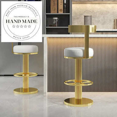 Modern Golden Metal Leather Adjustable Nordic Luxury Front Desk High Bar Chair
