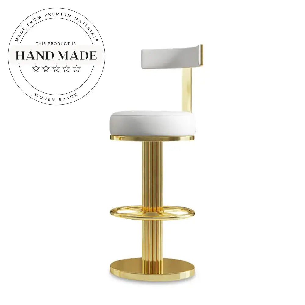 Modern Golden Metal Leather Adjustable Nordic Luxury Front Desk High Bar Chair