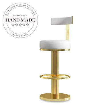 Modern Golden Metal Leather Adjustable Nordic Luxury Front Desk High Bar Chair