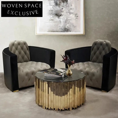 Modern Golden Mirror Glass Round Center Tea Table for Living Room