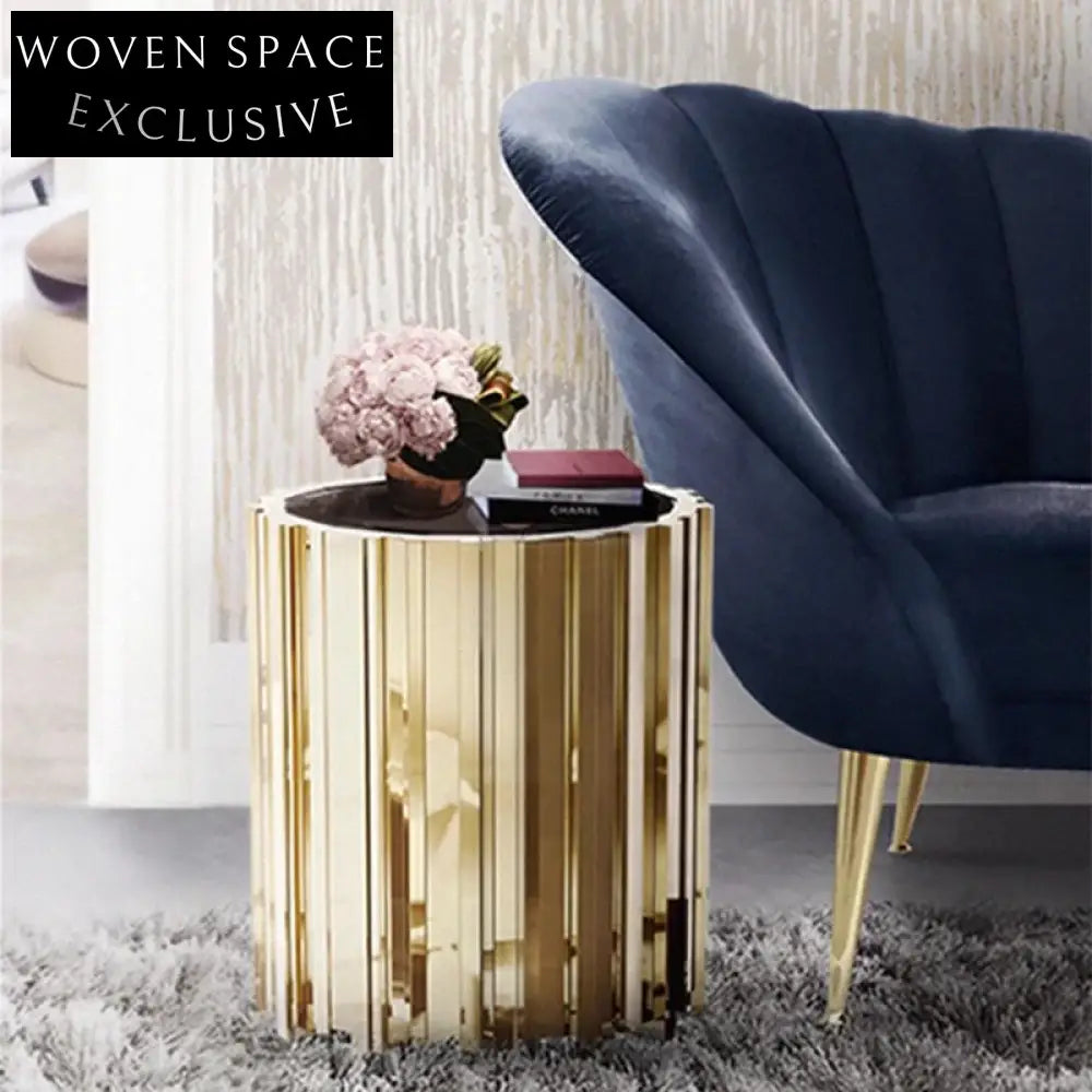 Modern Golden Mirror Glass Round Center Tea Table for Living Room