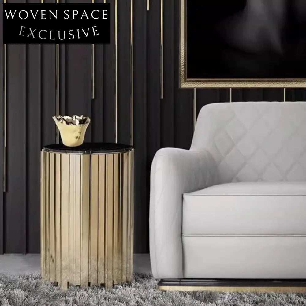 Modern Golden Mirror Glass Round Center Tea Table for Living Room