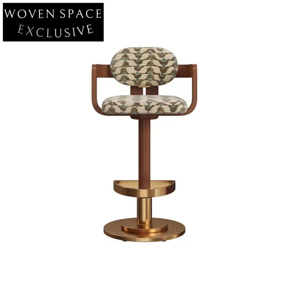 Modern Golden Stainless Steel Fabric Swivel Bar Chair for Kitchen Dining