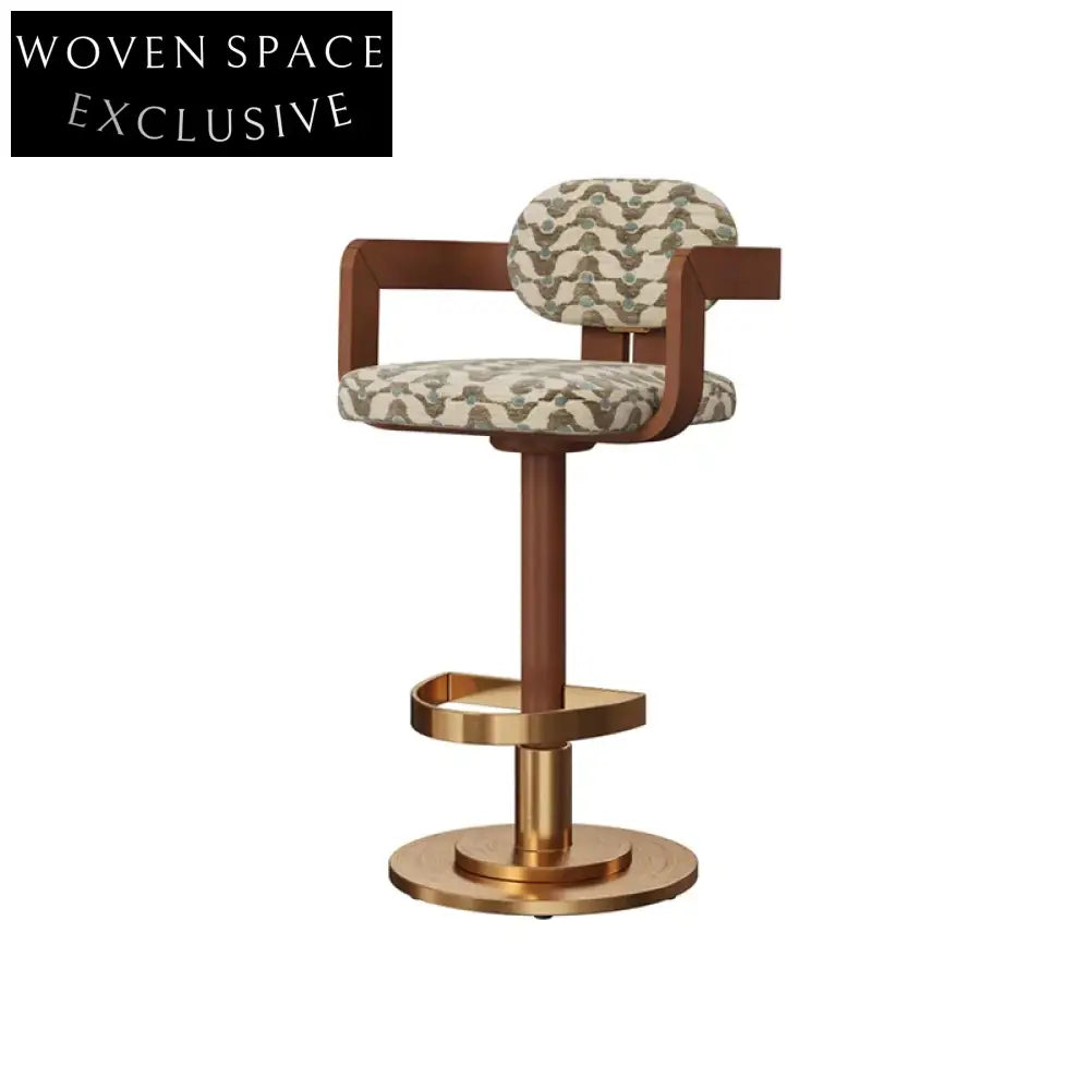 Modern Golden Stainless Steel Fabric Swivel Bar Chair for Kitchen Dining