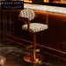 Modern Golden Stainless Steel Fabric Swivel Bar Chair for Kitchen Dining