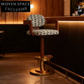 Modern Golden Stainless Steel Fabric Swivel Bar Chair for Kitchen Dining