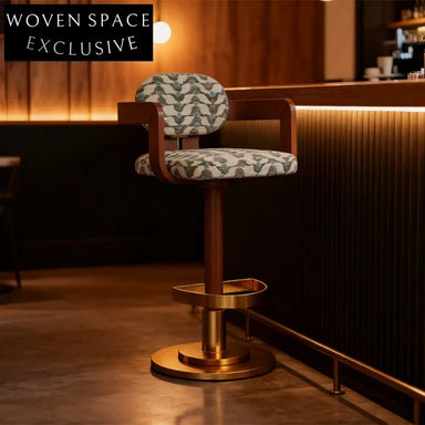 Modern Golden Stainless Steel Fabric Swivel Bar Chair for Kitchen Dining