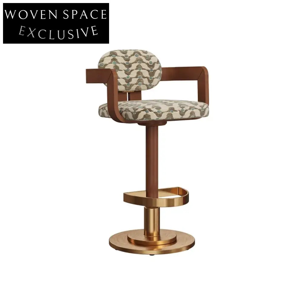 Modern Golden Stainless Steel Fabric Swivel Bar Chair for Kitchen Dining