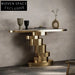 Modern Golden Stainless Steel Minimalist Entryway Console Table with Slated Top