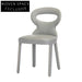 Modern Gray Leather Dining Chair with Round Backrest and Solid Wood Frame