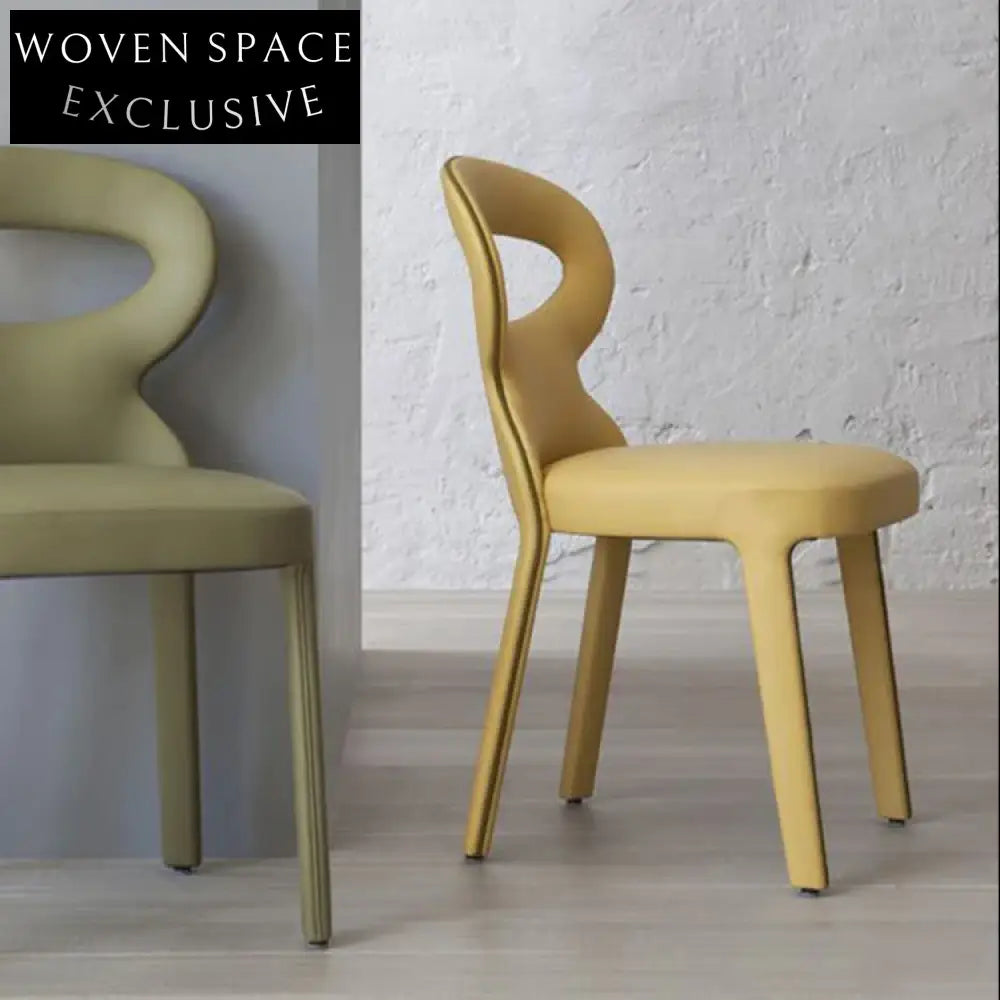 Modern Gray Leather Dining Chair with Round Backrest and Solid Wood Frame