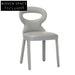 Modern Gray Leather Dining Chair with Round Backrest and Solid Wood Frame