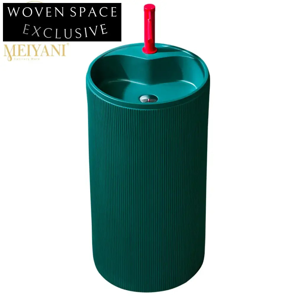 Modern Green Freestanding Solid Surface Bathroom Pedestal Sink