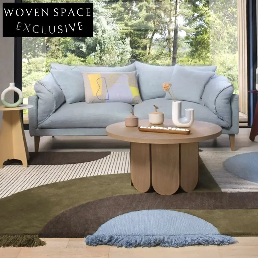 Modern Green Geometric Area Rug, Soft Polyester Fiber, Nordic Style Floor Carpet