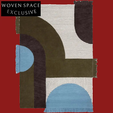 Modern Green Geometric Area Rug, Soft Polyester Fiber, Nordic Style Floor Carpet