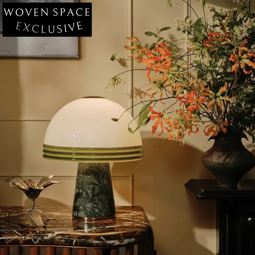 Modern Green Marble Glass LED Dimmable Table Lamp for Home Decor