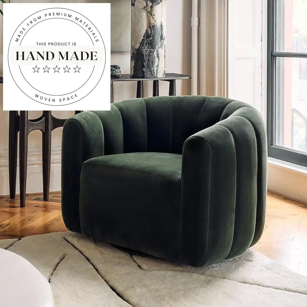 Modern Green Velvet Swivel Accent Armchair for Living Room Lounge