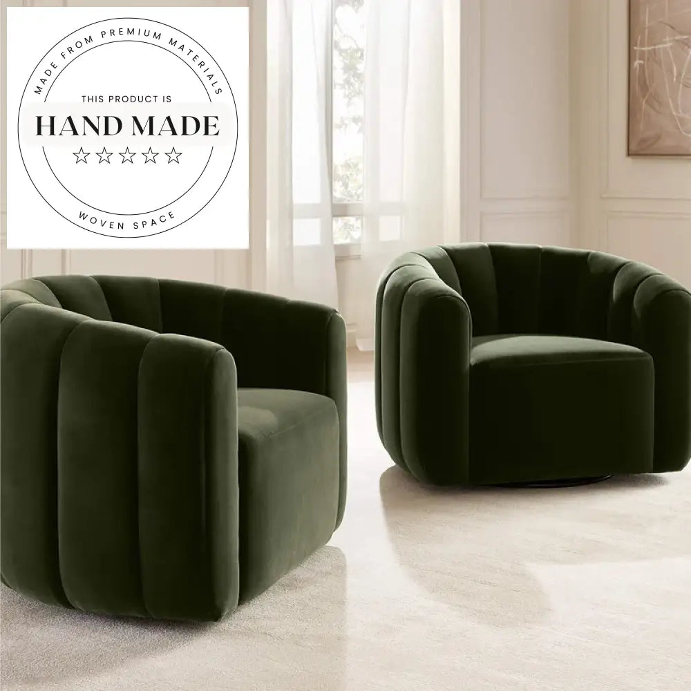 Modern Green Velvet Swivel Accent Armchair for Living Room Lounge