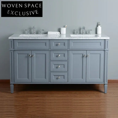 Modern Grey 60-inch Floor Standing Bathroom Vanity Cabinet with Storage