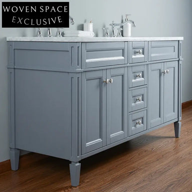 Modern Grey 60-inch Floor Standing Bathroom Vanity Cabinet with Storage