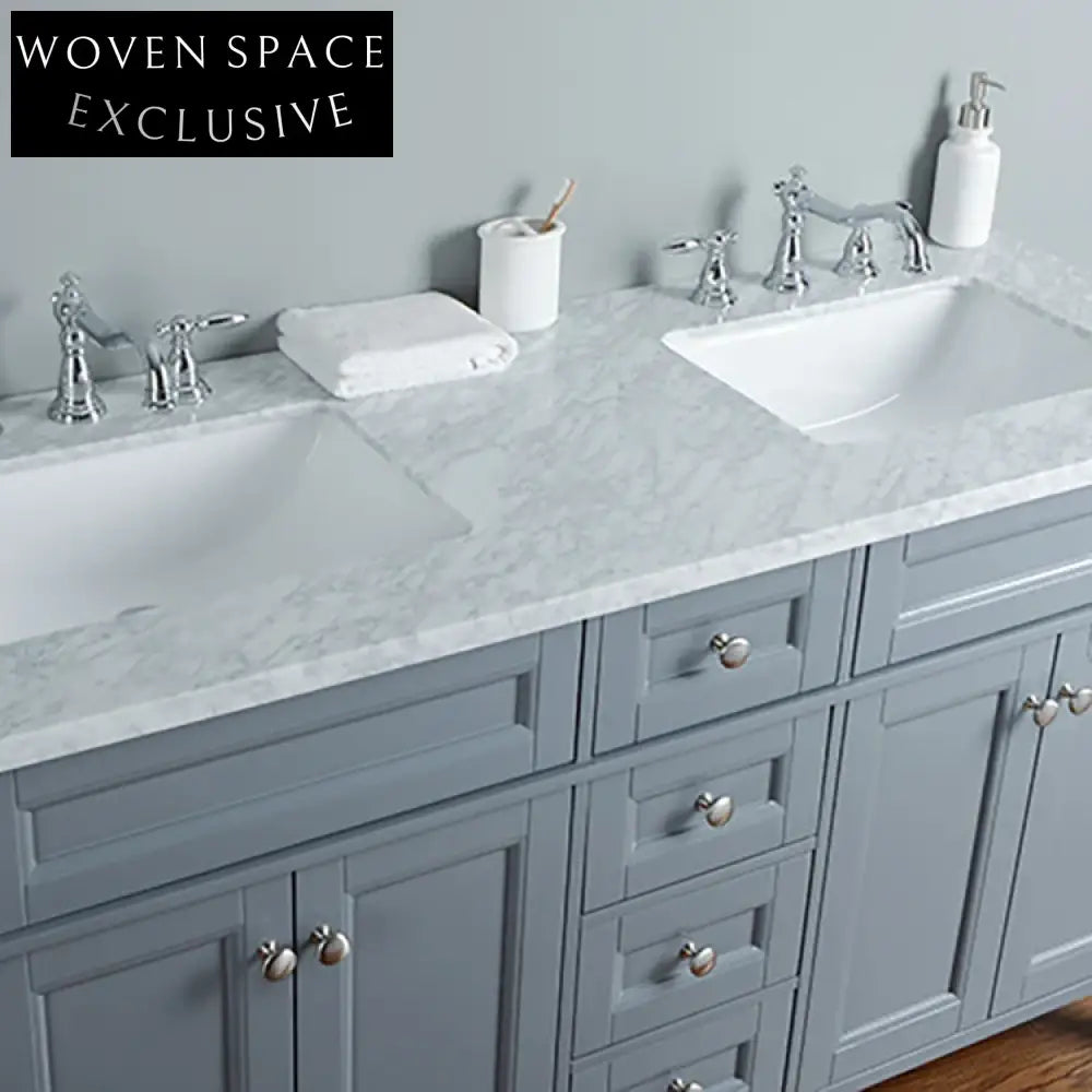 Modern Grey 60-inch Floor Standing Bathroom Vanity Cabinet with Storage