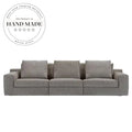 Modern Grey Fabric Sectional Upholstered 4 Seater Living Room Sofa