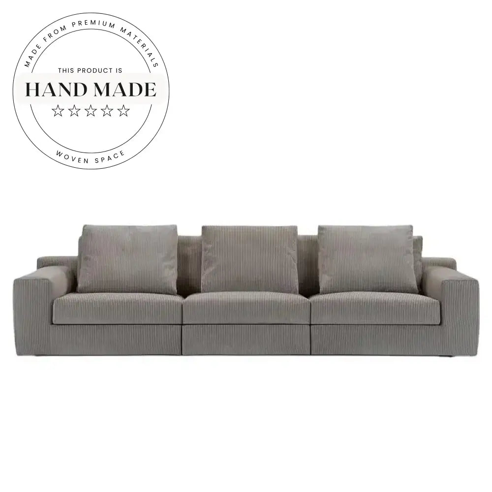 Modern Grey Fabric Sectional Upholstered 4 Seater Living Room Sofa