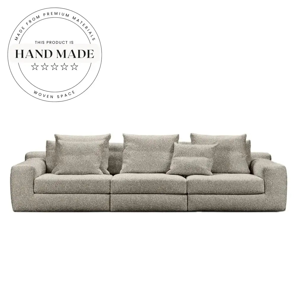 Modern Grey Fabric Sectional Upholstered 4 Seater Living Room Sofa