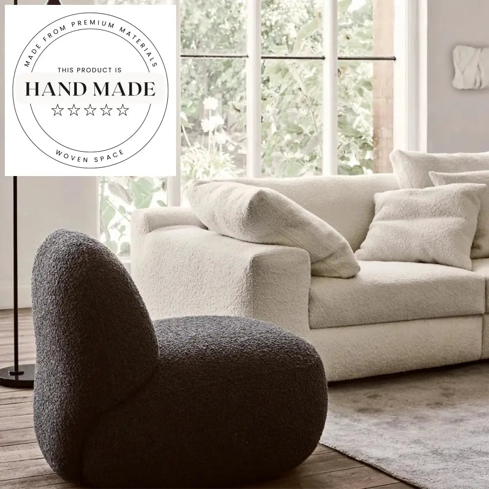 Modern Grey Fabric Sectional Upholstered 4 Seater Living Room Sofa