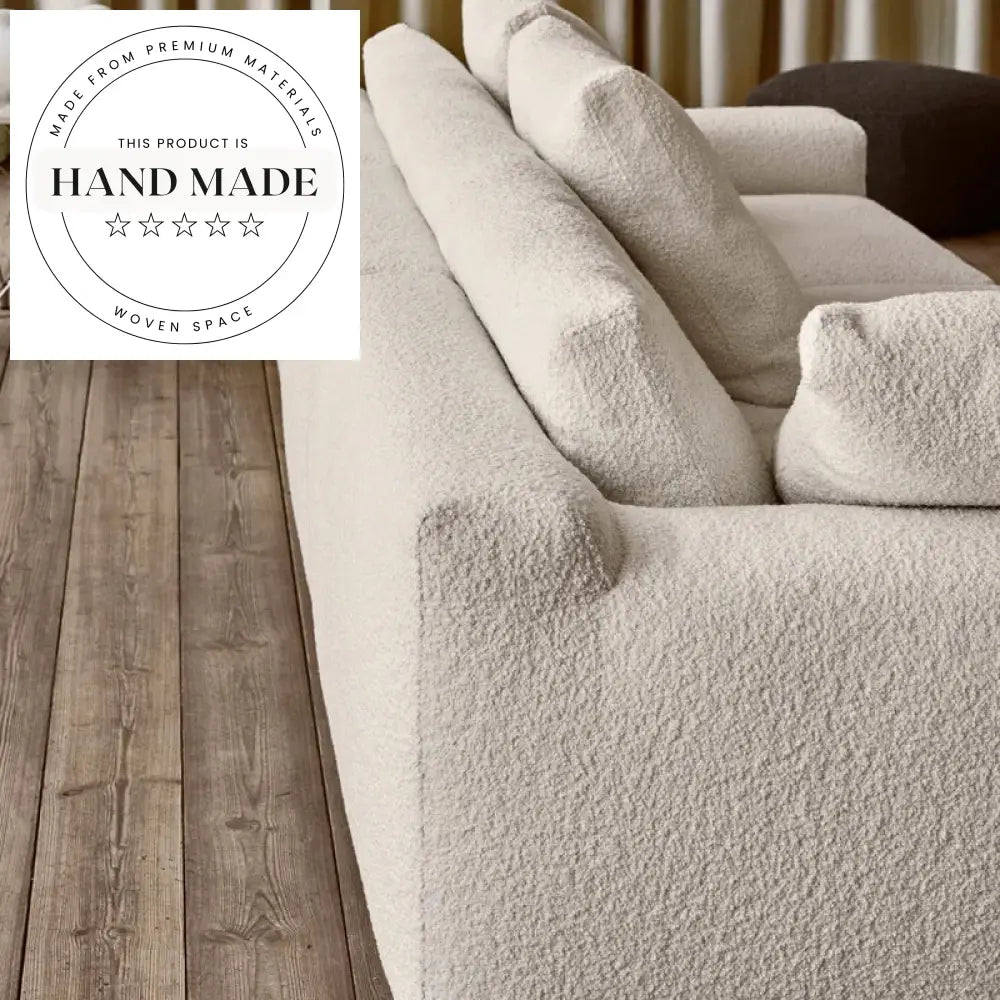 Modern Grey Fabric Sectional Upholstered 4 Seater Living Room Sofa