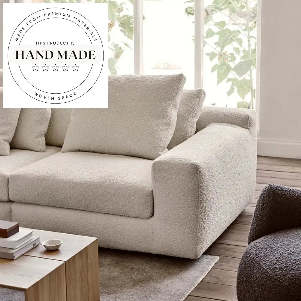 Modern Grey Fabric Sectional Upholstered 4 Seater Living Room Sofa
