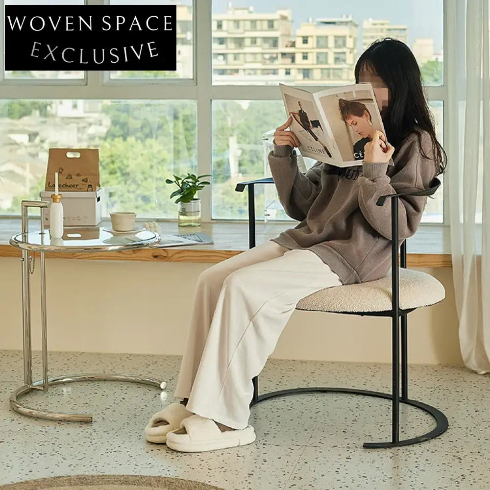 Modern Half Round Back Metal Dining Chair with Soft Cushion Upholstery