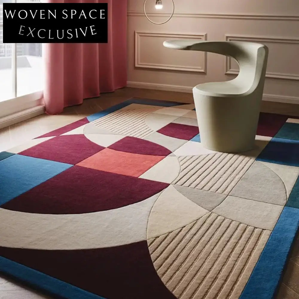 Modern Hand-Tufted Abstract Geometric Polyester Area Rug for Living Room
