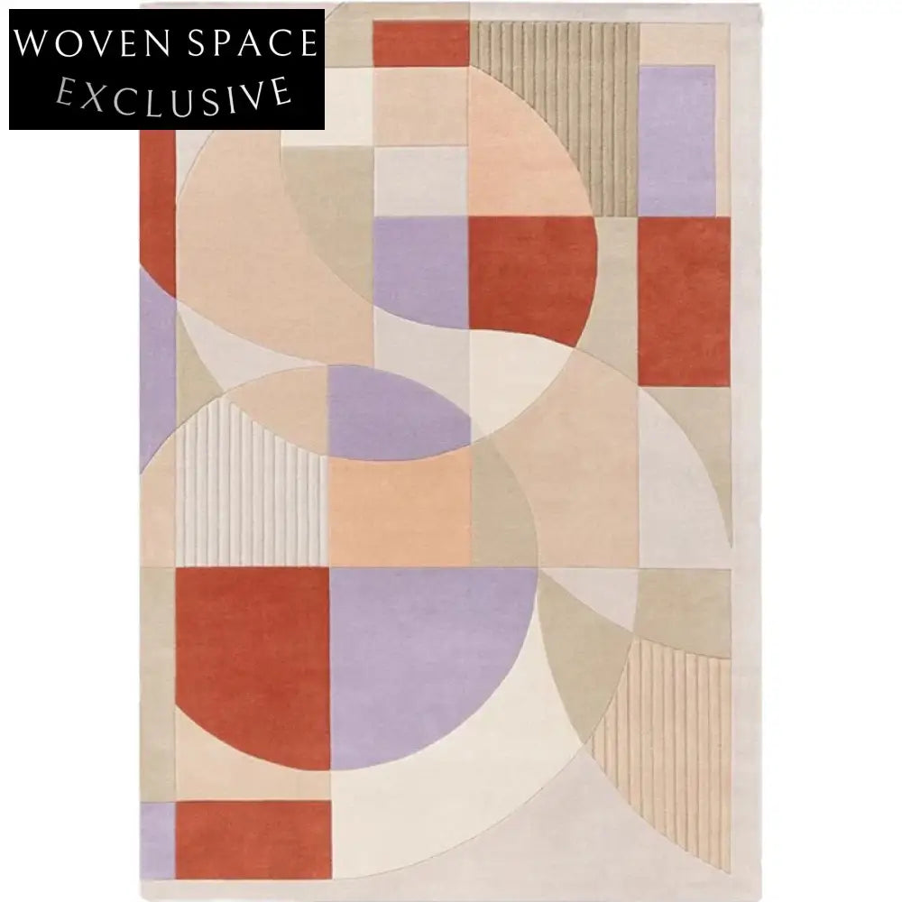 Modern Hand-Tufted Abstract Geometric Polyester Area Rug for Living Room
