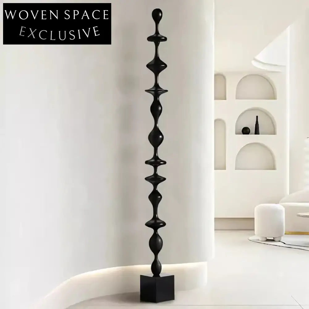 Modern Handcrafted Wood Floor Art Ornament: Tall, Unique Living Room Decorative Sculpture
